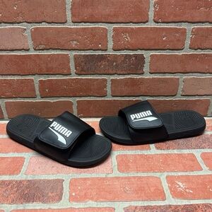 PUMA ‘Cool Cat 2.0 FS’ Black/White Adjustable Slide Sandals Men’s Size 11